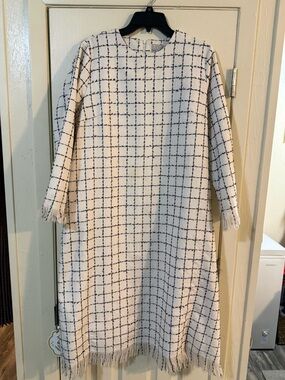Dainty Jewells Cream Dress with Navy Grid